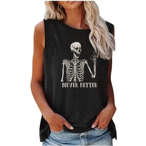 NWOT Black Sleeveless Graphic Top